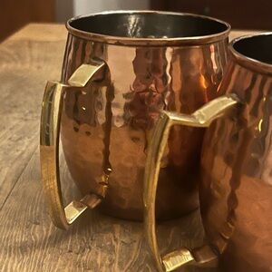 Solid Copper Hammered Mule Mug Set of 2